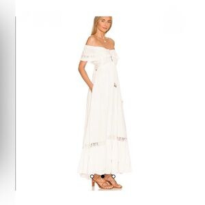Free People Off-Shoulder Moonlight Ocean Cream Maxi Dress
